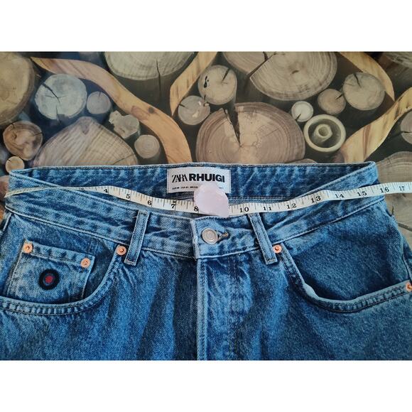 Zara RHUIGI button fly jeans straight relaxed medium baggy Y2K style - Picture 5 of 14